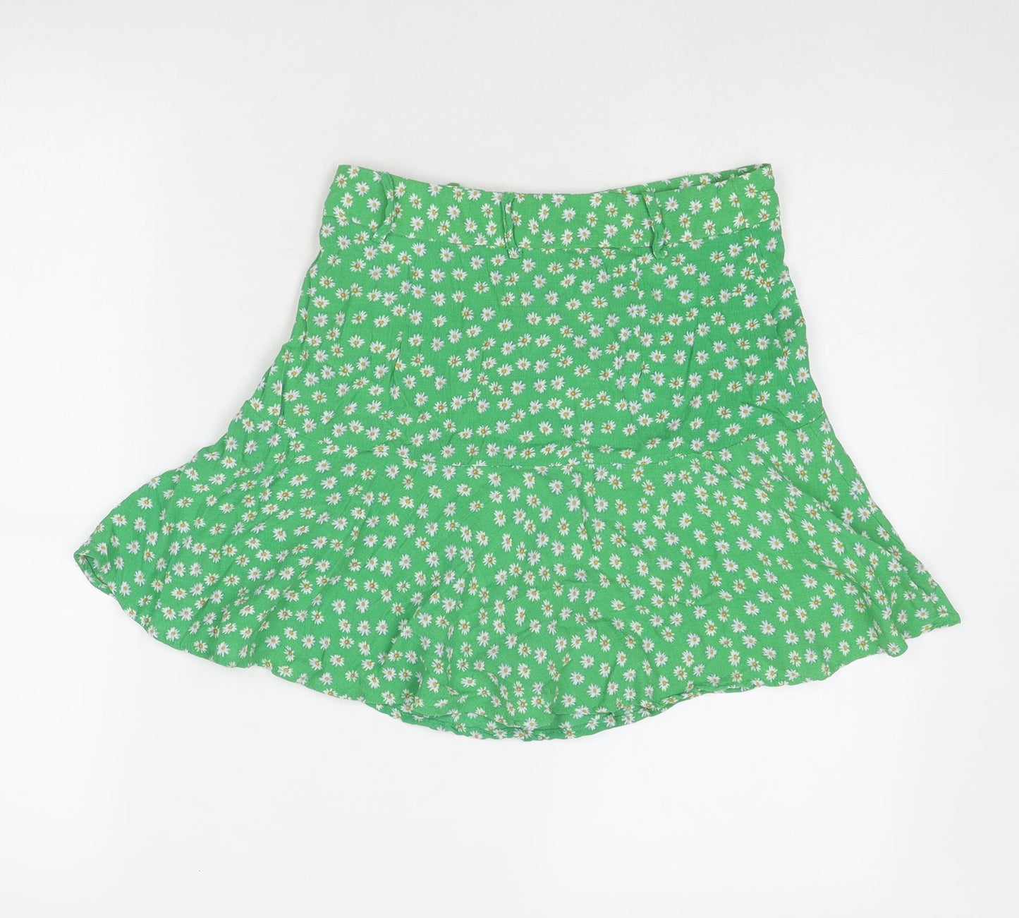 Zara Womens Green Floral Viscose Skort Size S Zip