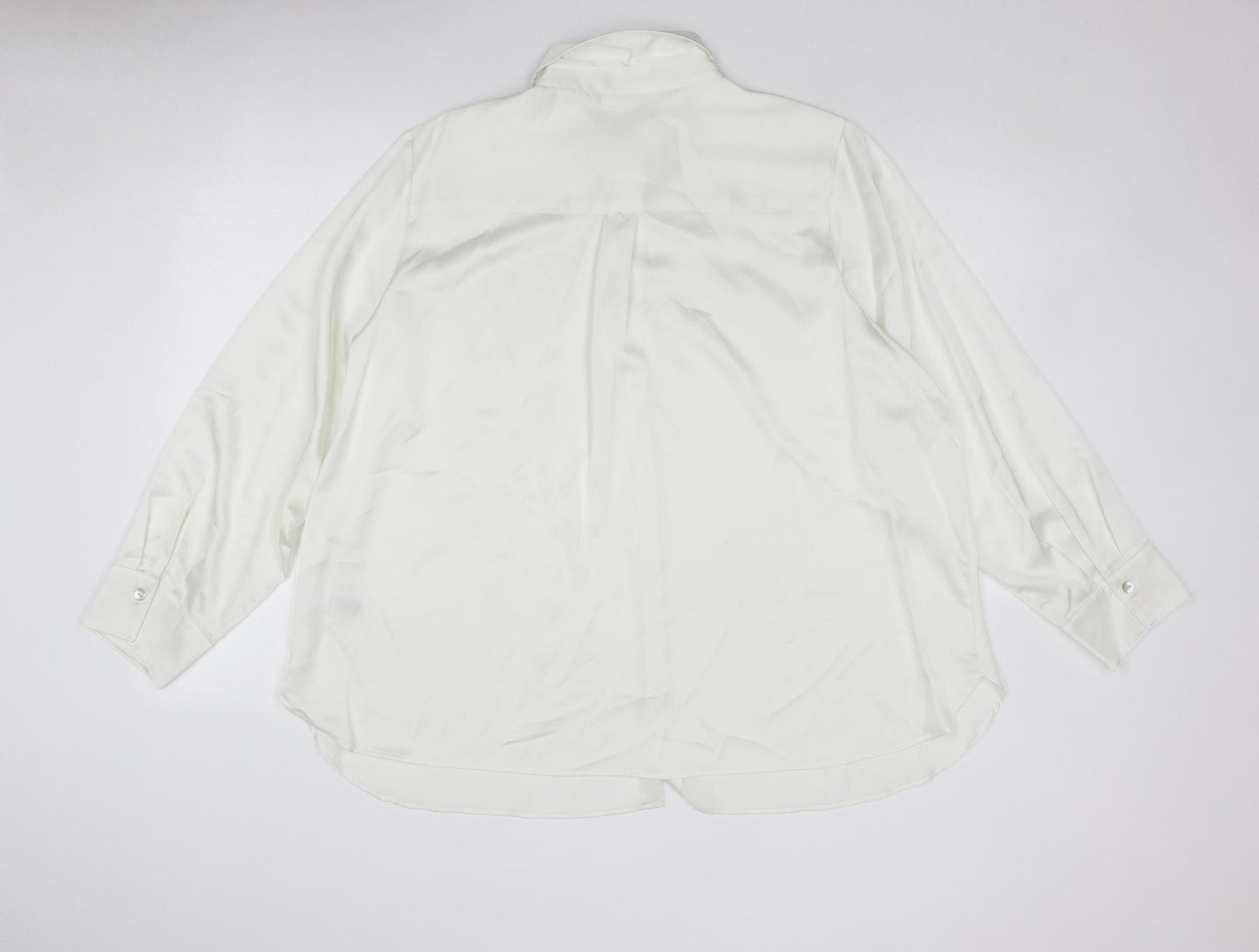 Marks and Spencer Womens White Polyester Basic Button-Up Size 22 Collared