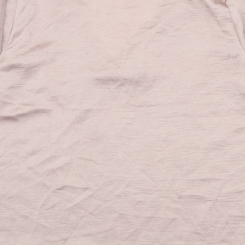 Everyday Womens Pink Polyester Basic Blouse Size 10 V-Neck