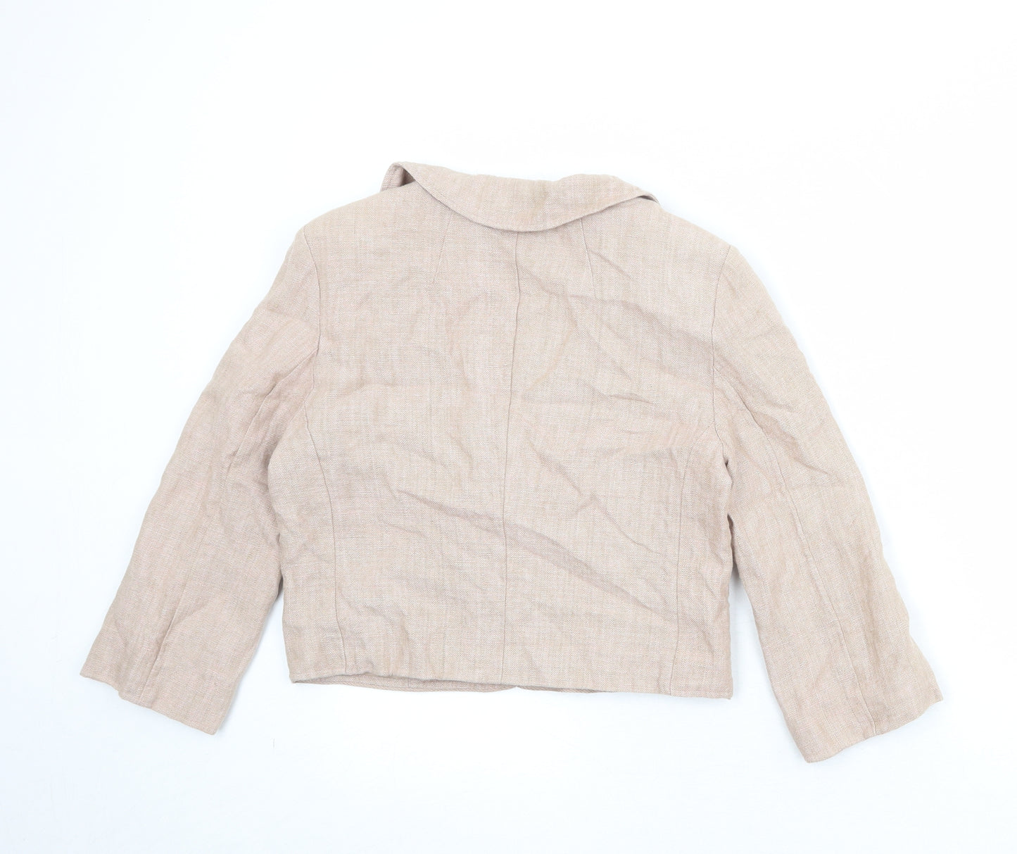 H&M Womens Beige Linen Jacket Blazer Size 10 Button