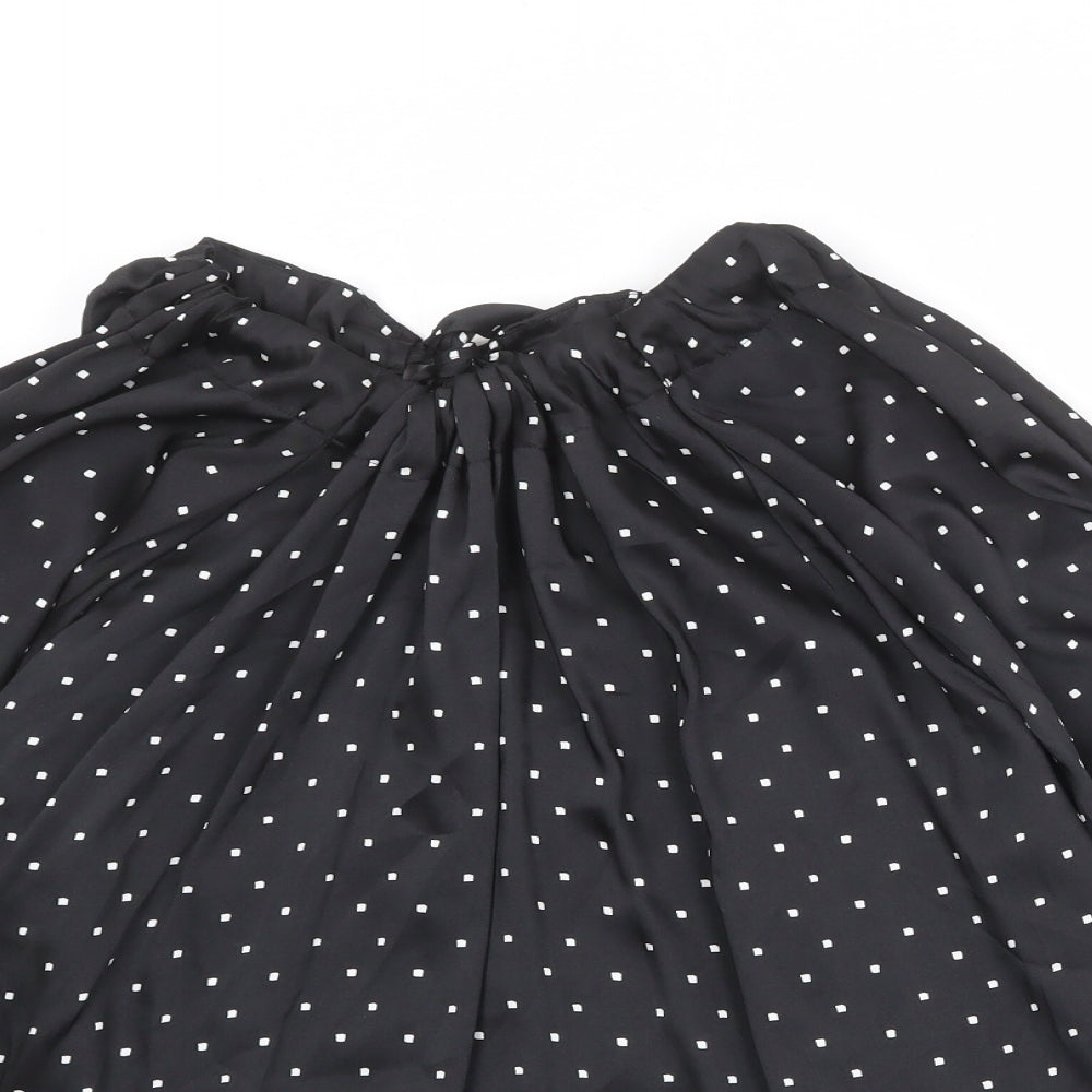 Marks and Spencer Womens Black Polka Dot Polyester Basic Blouse Size 12 Round Neck