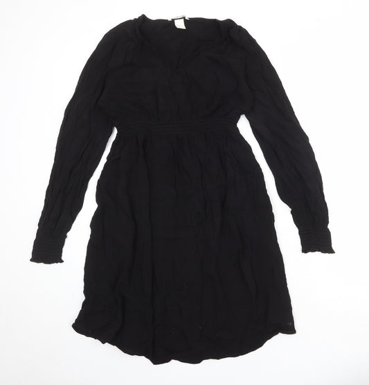H&M Womens Black Viscose A-Line Size M Round Neck Pullover
