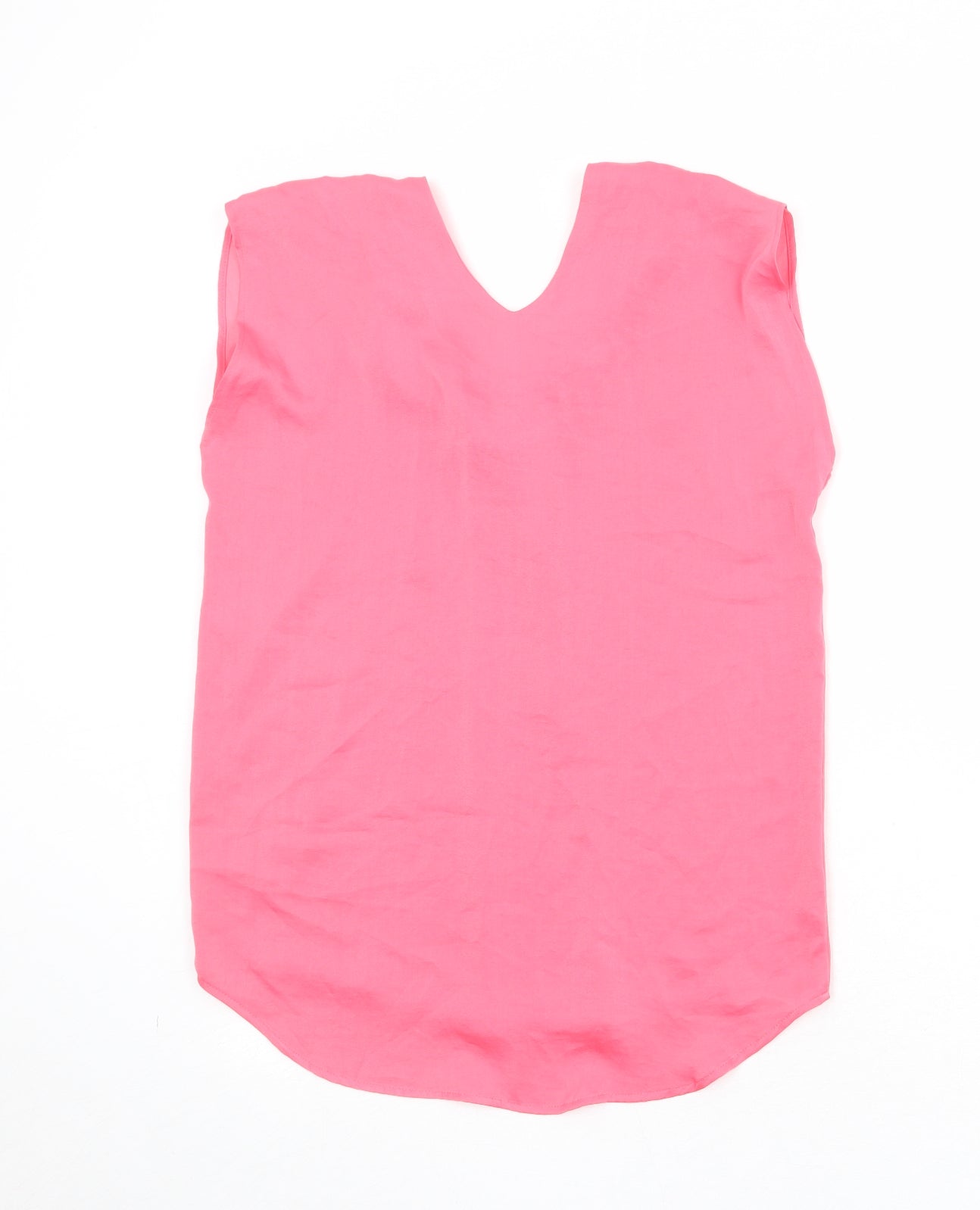 Marks and Spencer Womens Pink Polyester Basic Blouse Size 8 V-Neck