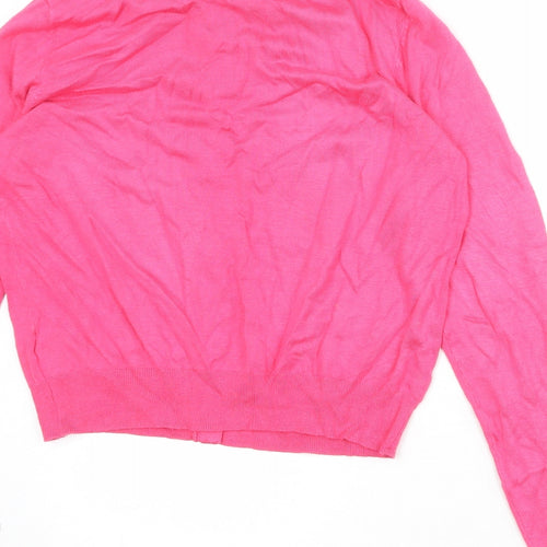 Marks and Spencer Womens Pink Round Neck Viscose Cardigan Jumper Size 14
