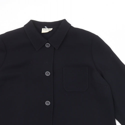 Viyella Womens Black Jacket Size 14 Button
