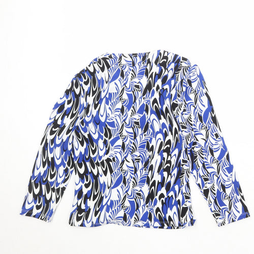 Jeff Banks Womens Multicoloured Geometric Polyester Basic Blouse Size XS V-Neck - Wrap Front Detail