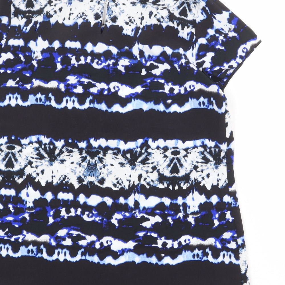 Belle Vere Womens Multicoloured Geometric Polyester Basic Blouse Size M Round Neck