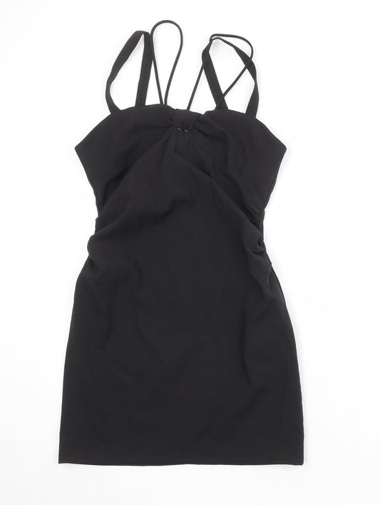 Zara Womens Black Polyester Mini Size M Square Neck Zip