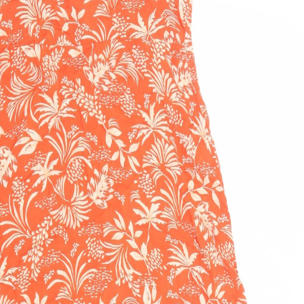 New Look Womens Orange Geometric Viscose Tank Dress Size 14 Round Neck Pullover