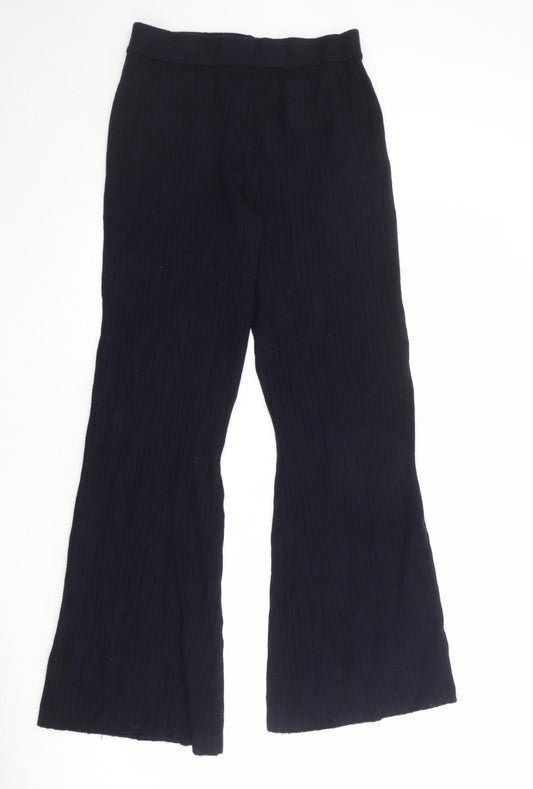 Zara Womens Black Viscose Trousers Size L Regular