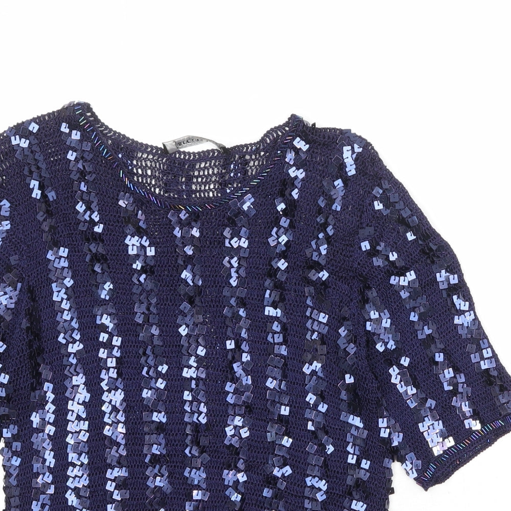 Jaques Vert Womens Blue Round Neck Viscose Pullover Jumper Size S