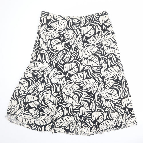 EWM Womens Black Geometric Linen Swing Skirt Size 18 Zip