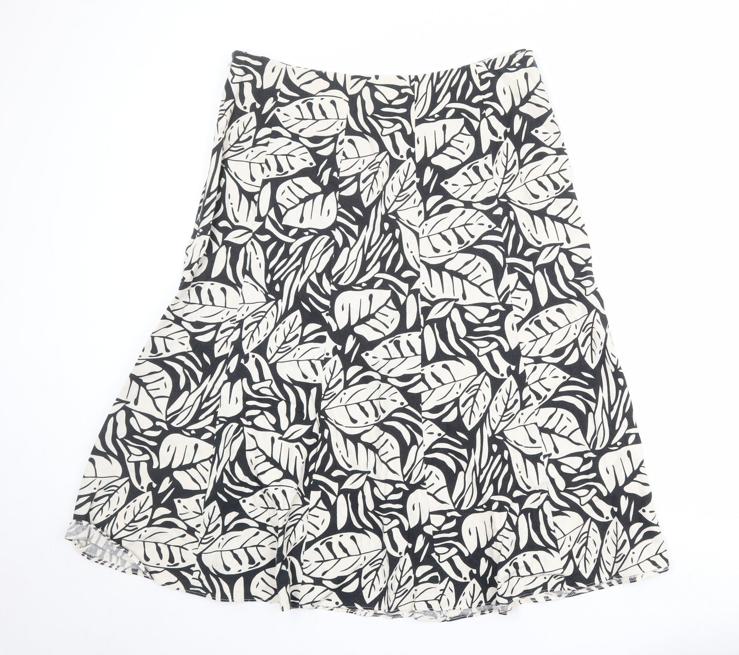 EWM Womens Black Geometric Linen Swing Skirt Size 18 Zip