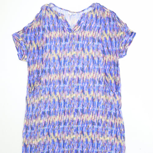 DASH Womens Multicoloured Geometric Viscose A-Line Size 16 V-Neck Pullover