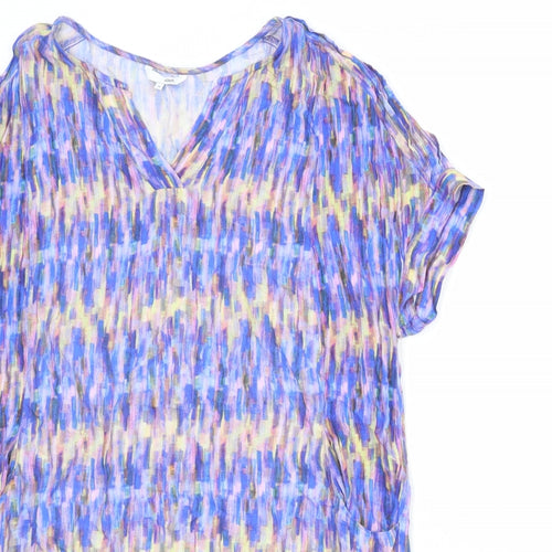 DASH Womens Multicoloured Geometric Viscose A-Line Size 16 V-Neck Pullover