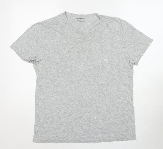 Emporio Armani Mens Grey Cotton T-Shirt Size L Round Neck