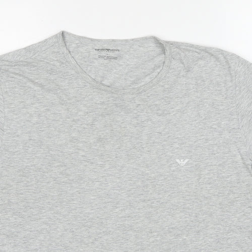 Emporio Armani Mens Grey Cotton T-Shirt Size L Round Neck