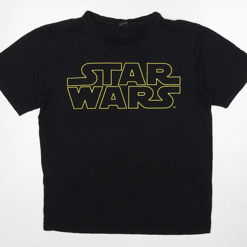 Star Wars Mens Black Cotton T-Shirt Size M Round Neck
