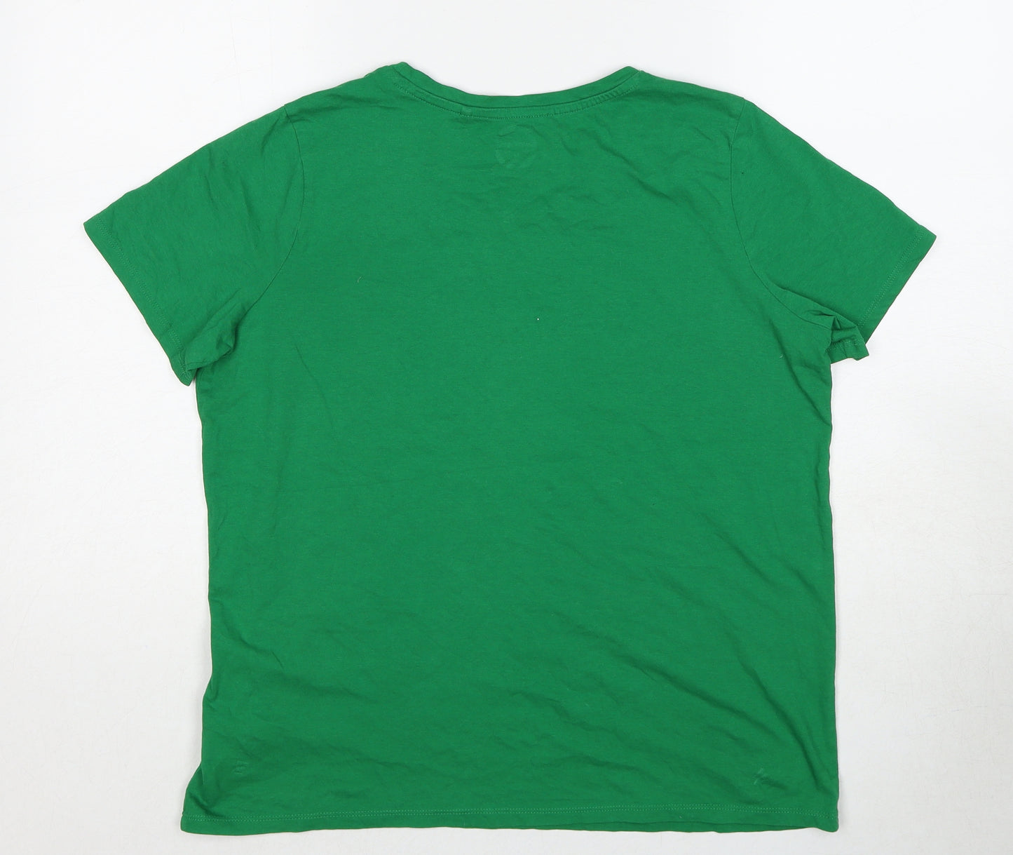 NEXT Womens Green Cotton Basic T-Shirt Size 14 Round Neck