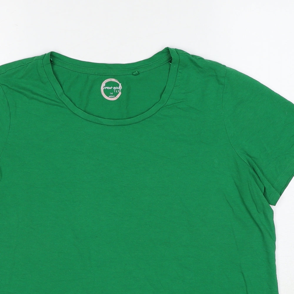 NEXT Womens Green Cotton Basic T-Shirt Size 14 Round Neck