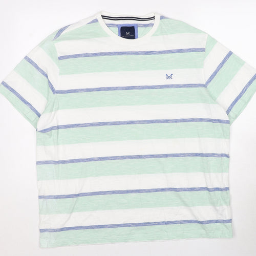 Crew Clothing Mens Multicoloured Striped Cotton T-Shirt Size 2XL Round Neck