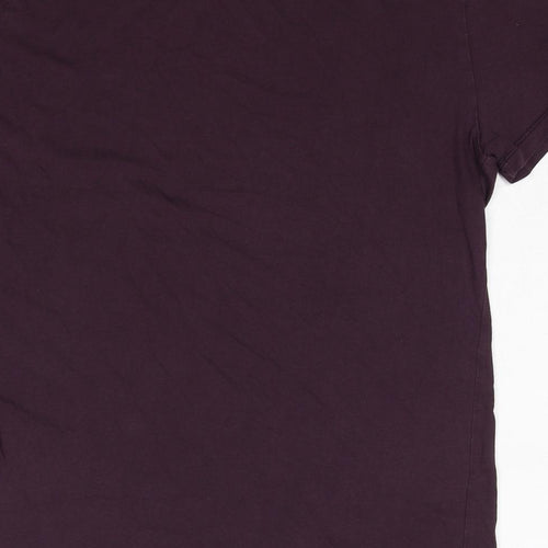 Reiss Womens Purple Cotton Basic T-Shirt Size L Crew Neck