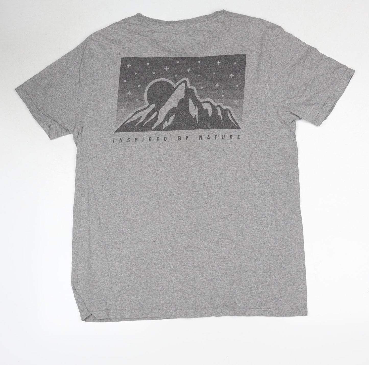Earth Positive Mens Grey Cotton T-Shirt Size L Round Neck - Inspired By Nature