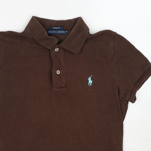 Polo Ralph Lauren Womens Brown Cotton Basic Polo Size M Collared