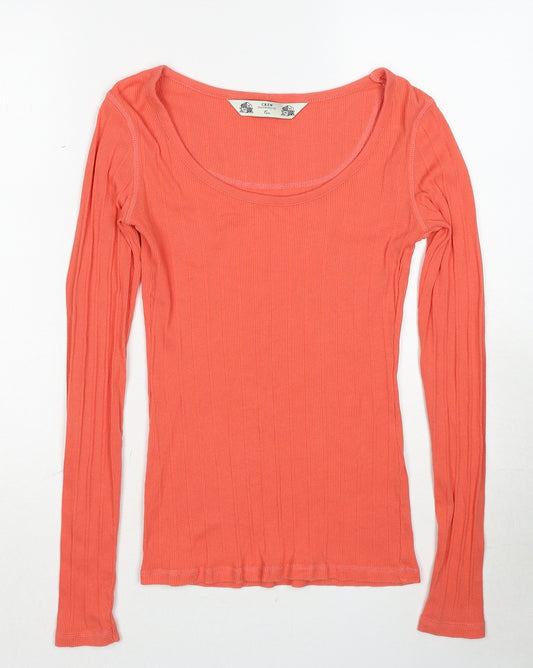 Crew Clothing Womens Orange Polyester Basic T-Shirt Size 10 Round Neck - Ribbed