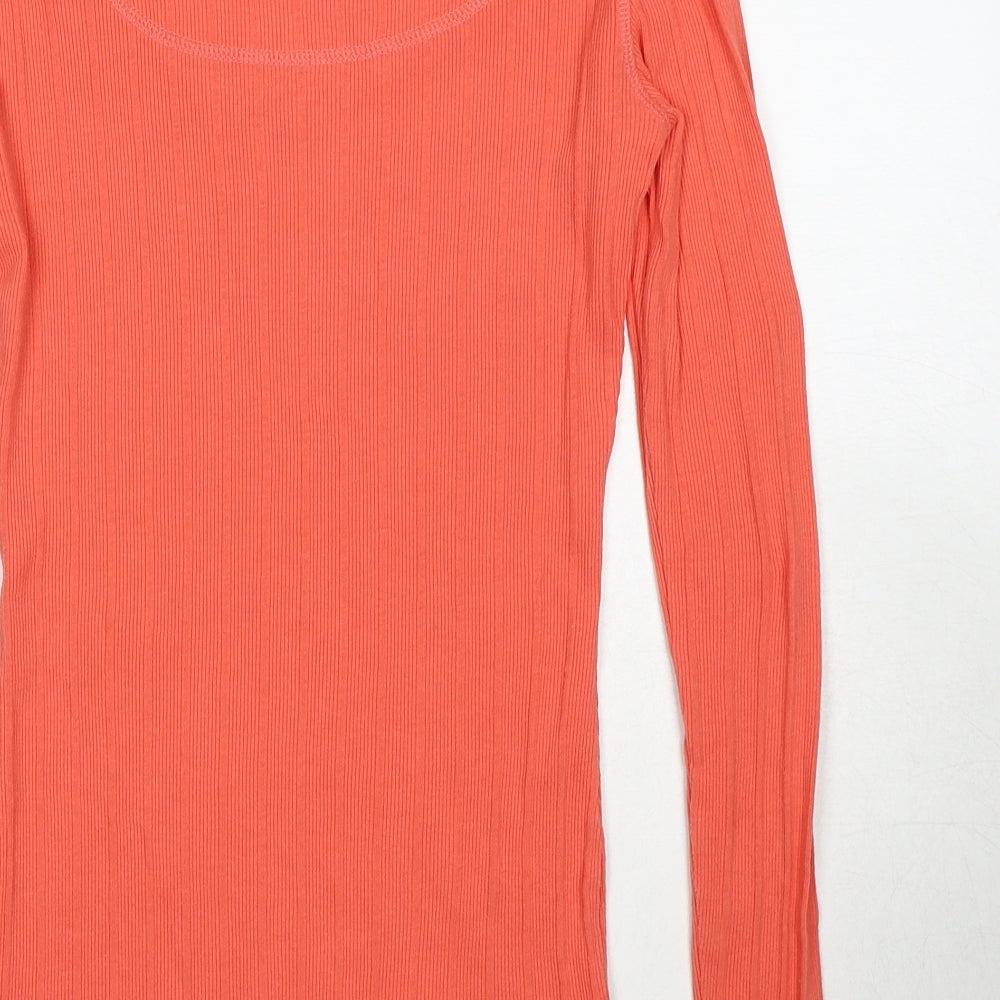 Crew Clothing Womens Orange Polyester Basic T-Shirt Size 10 Round Neck - Ribbed