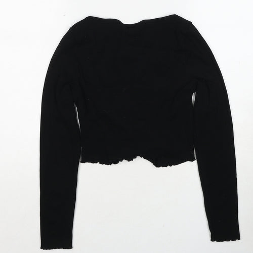 Miss Selfridge Womens Black Cotton Basic Blouse Size 10 Round Neck