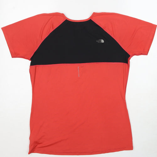 The North Face Womens Red Polyester Basic T-Shirt Size M Round Neck Pullover