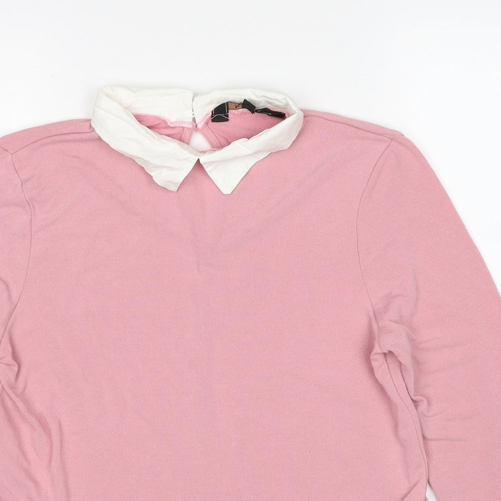 Lipsy Womens Pink Collared Polyester Pullover Jumper Size 10 - Shirt Insert