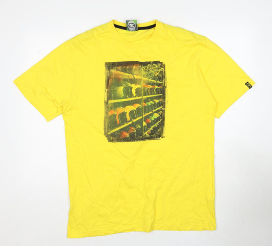 No Fear Mens Yellow Cotton T-Shirt Size 2XL Round Neck