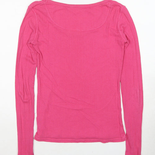 Crew Clothing Womens Pink Cotton Basic T-Shirt Size 8 Boat Neck - Ribbed