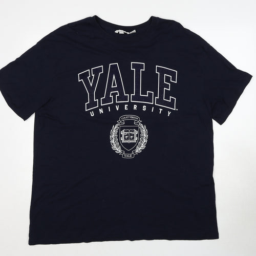 H&M Womens Blue Cotton Basic T-Shirt Size XL Round Neck - Unisex, Yale University