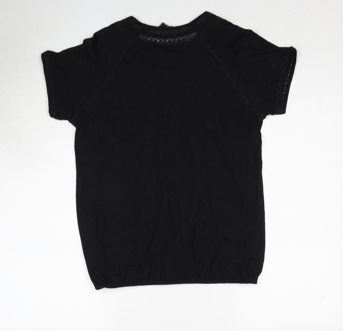 NEXT Womens Black Cotton Basic T-Shirt Size 12 Round Neck