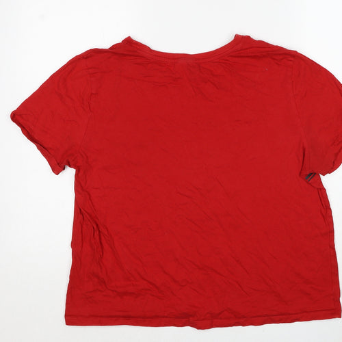H&M Womens Red Cotton Basic T-Shirt Size L Round Neck - U.S.A