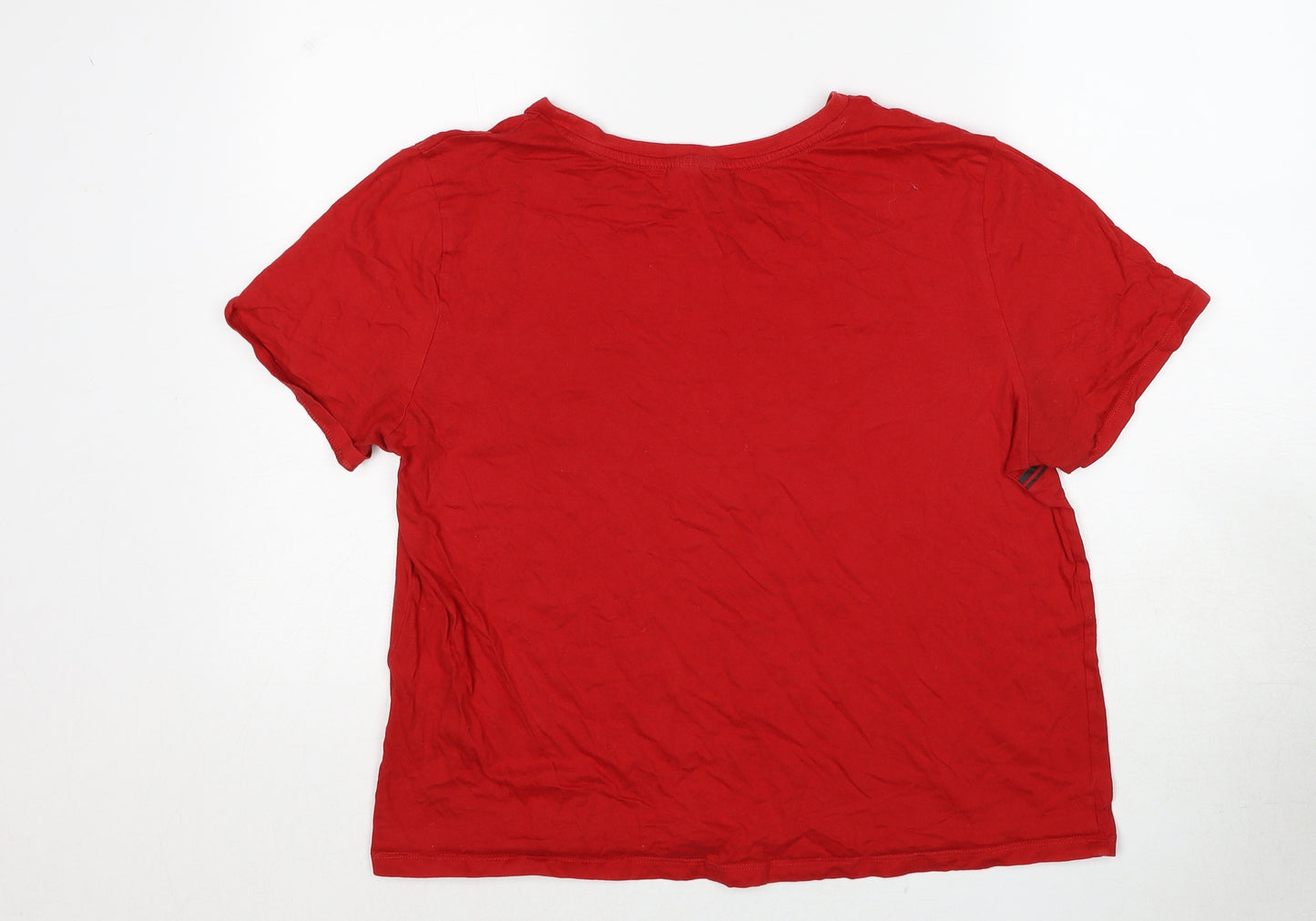 H&M Womens Red Cotton Basic T-Shirt Size L Round Neck - U.S.A
