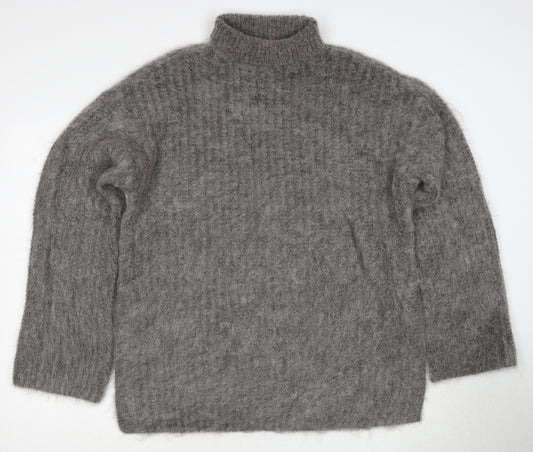 H&M Womens Grey Roll Neck Polyamide Pullover Jumper Size XS