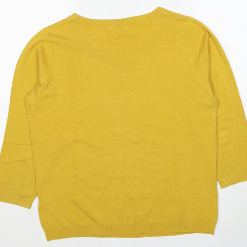 Linea Womens Yellow Round Neck Viscose Pullover Jumper Size XL