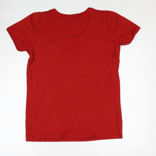 Damart Womens Red Viscose Basic T-Shirt Size 14 Scoop Neck - Size 14-16