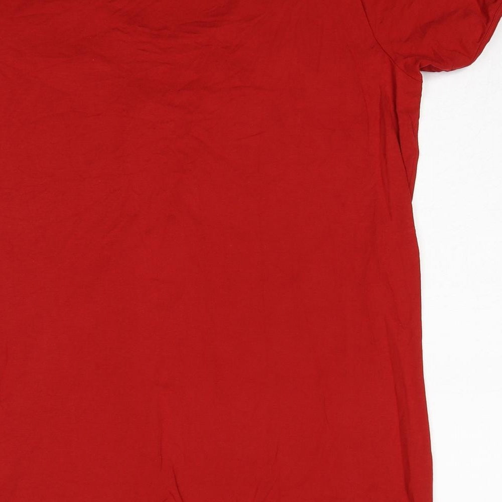 Damart Womens Red Viscose Basic T-Shirt Size 14 Scoop Neck - Size 14-16