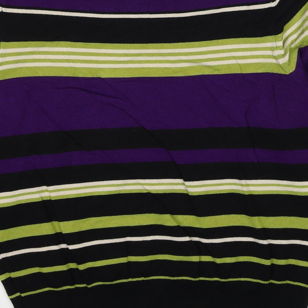 Debenhams Womens Multicoloured Boat Neck Striped Viscose Pullover Jumper Size 14