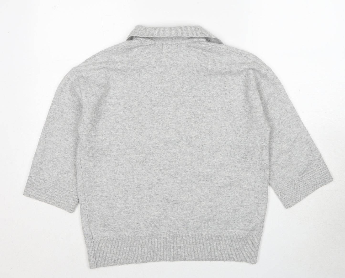 H&M Womens Grey Collared Polyester Pullover Jumper Size M