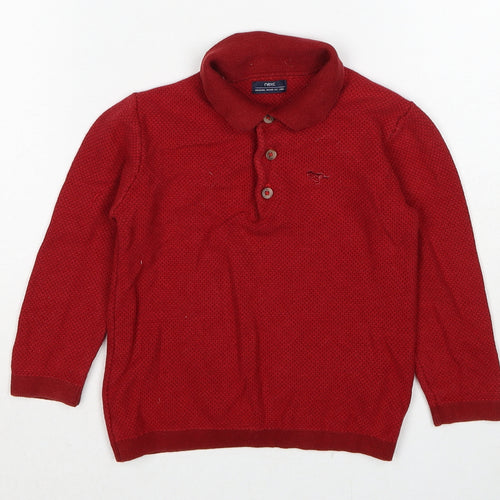 NEXT Boys Red Collared Cotton Pullover Jumper Size 2 Years Pullover