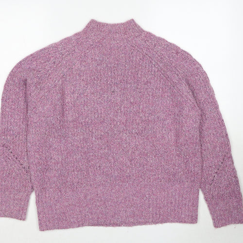 Marks and Spencer Womens Purple High Neck Polyester Pullover Jumper Size M