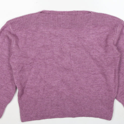 Marks and Spencer Womens Purple Boat Neck Acrylic Pullover Jumper Size L