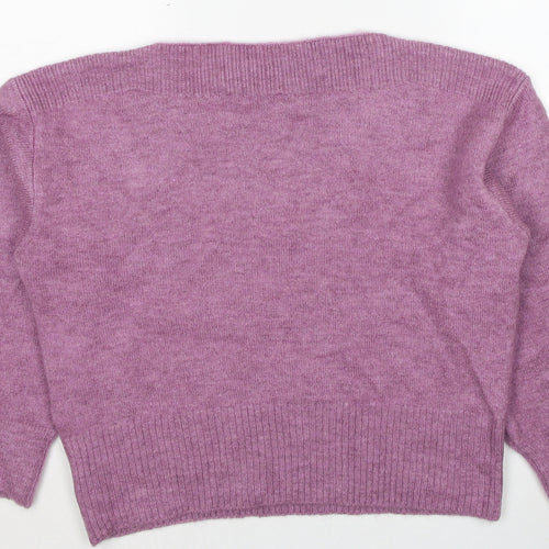 Marks and Spencer Womens Purple Boat Neck Acrylic Pullover Jumper Size L