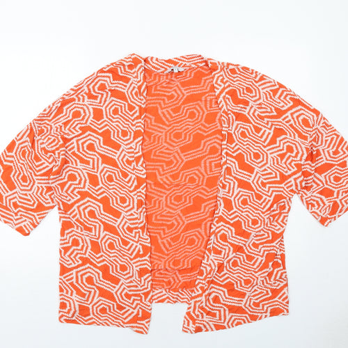 NEXT Womens Orange V-Neck Geometric Viscose Cardigan Jumper Size M